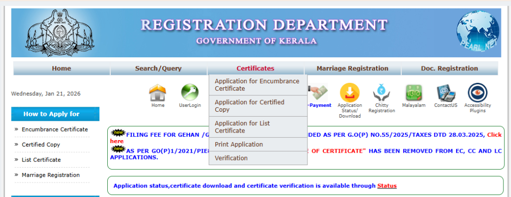 encumbrance certificate registration
